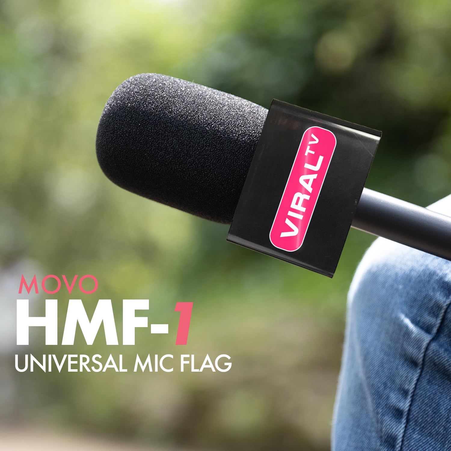 Movo HMF-1 ABS Mic Flag - Add Your Logo - Compatible with Rode Interview Go WMX-HM - Microphone Flag Perfect for Interviews, Vlo